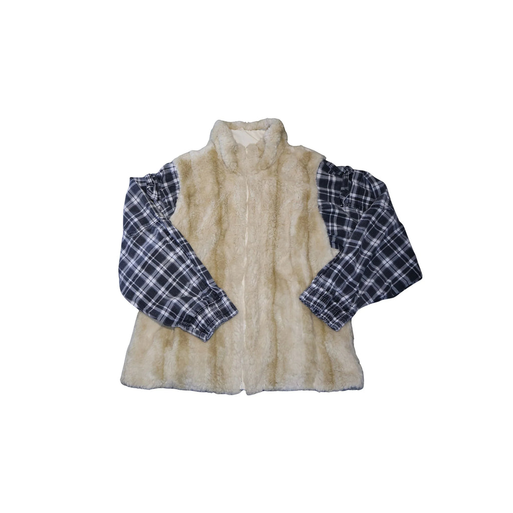 Reworked Sherpa + Plaid Flannel Jacket