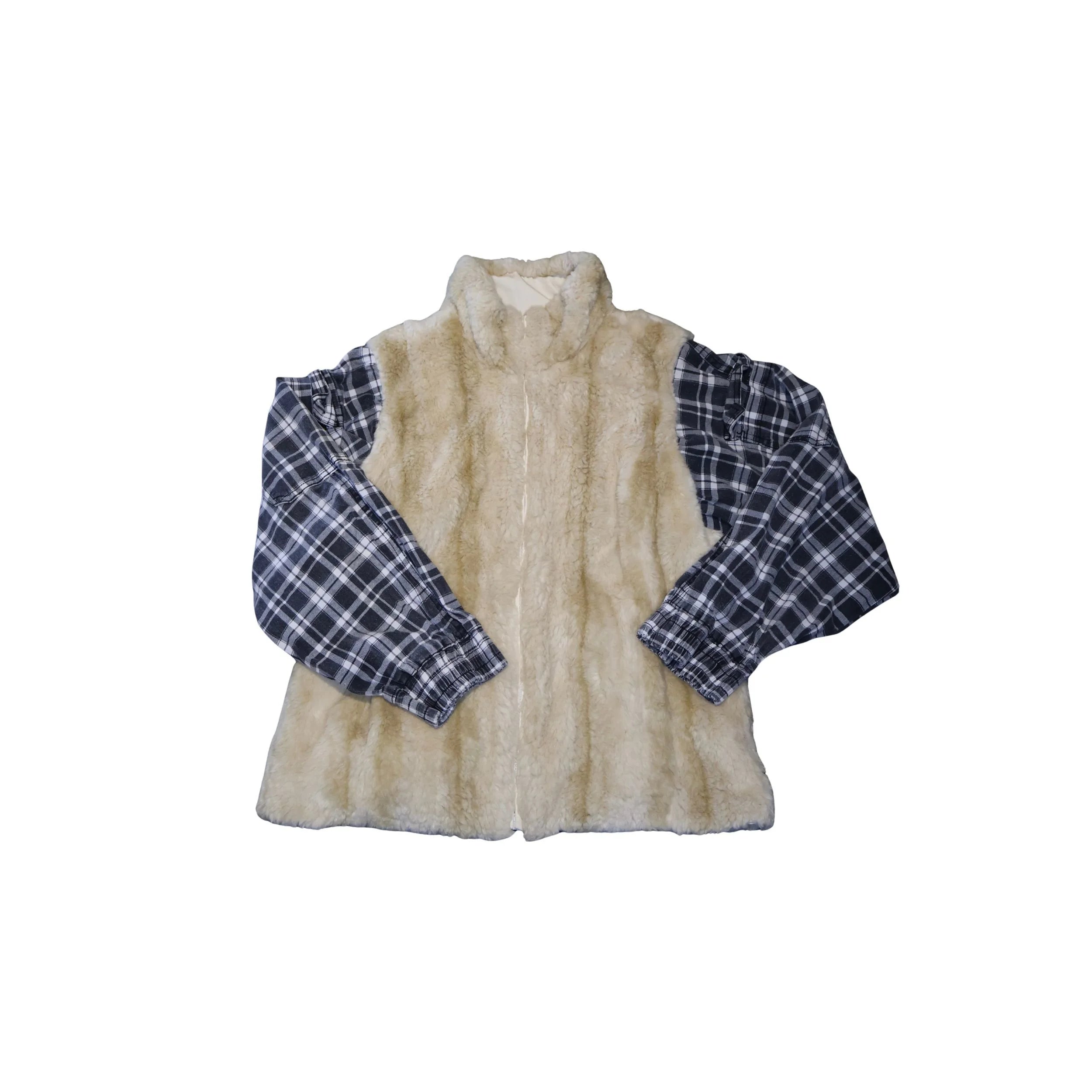 Reworked Sherpa + Plaid Flannel Jacket
