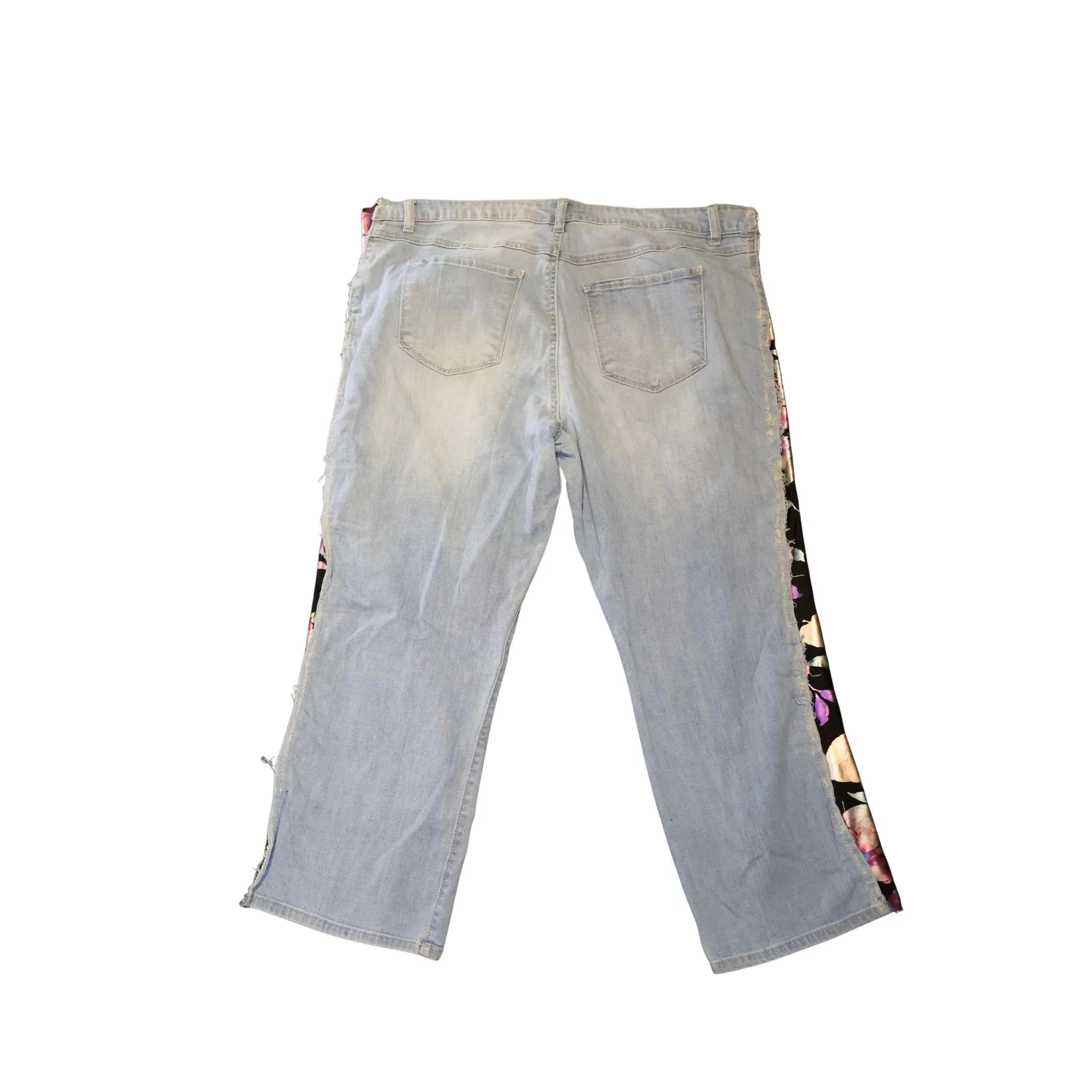 Floral Denim Side Panel Pants