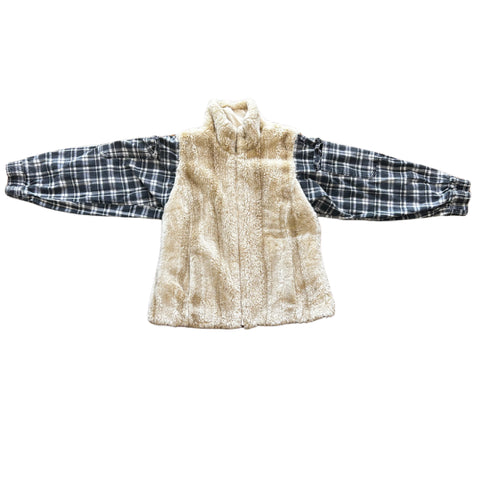 Reworked Sherpa + Plaid Flannel Jacket