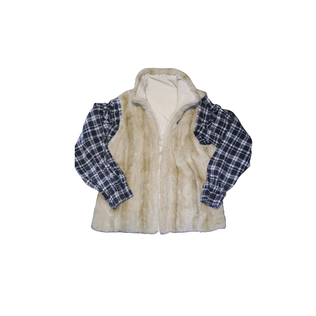 Reworked Sherpa + Plaid Flannel Jacket
