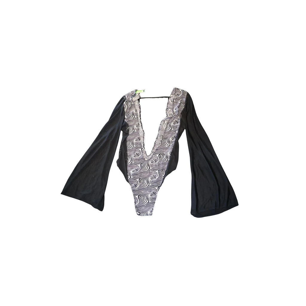 Deep-V Bell Sleeve Bodysuit