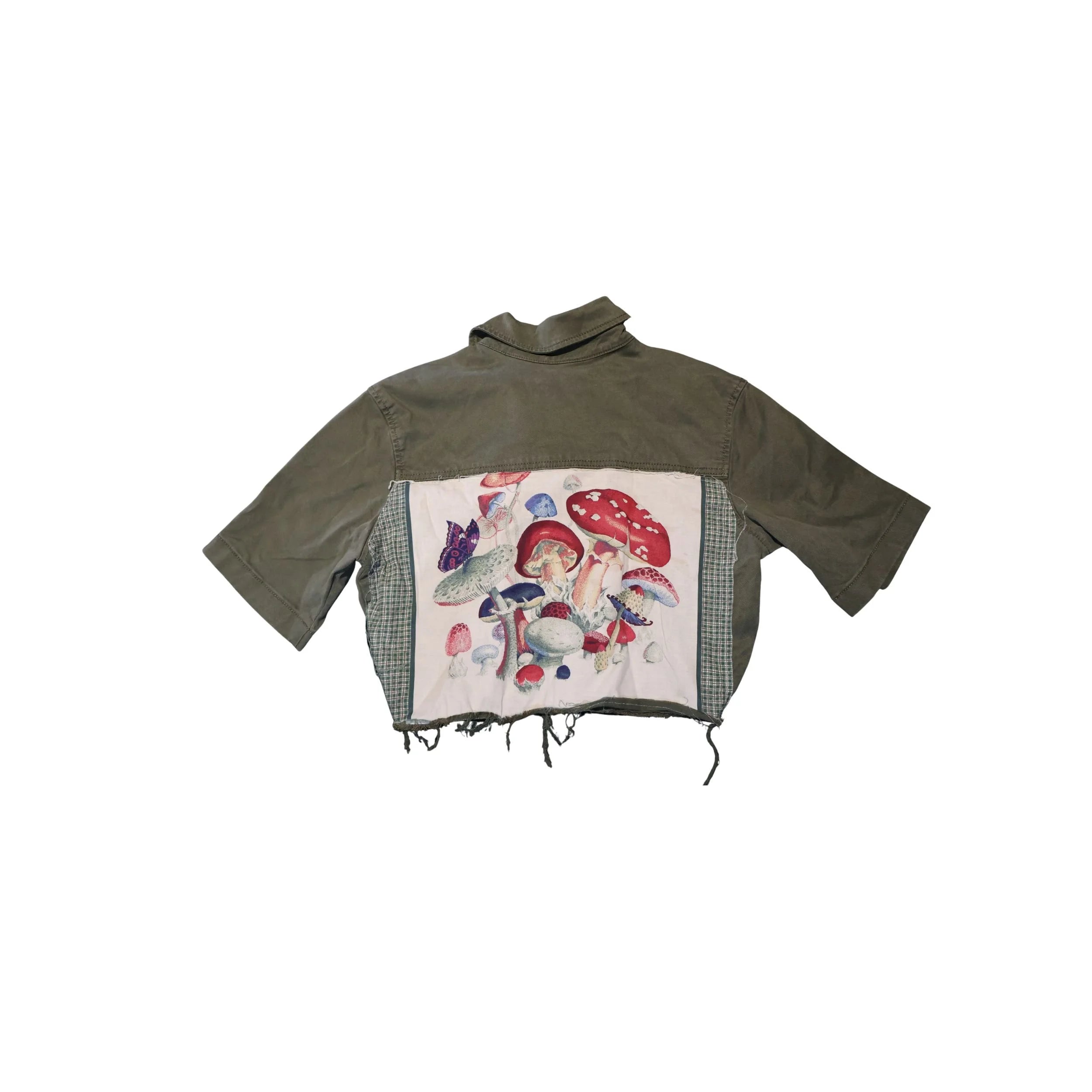 Upcycled Mushroom Matching Set Cropped Shirt + Shorts
