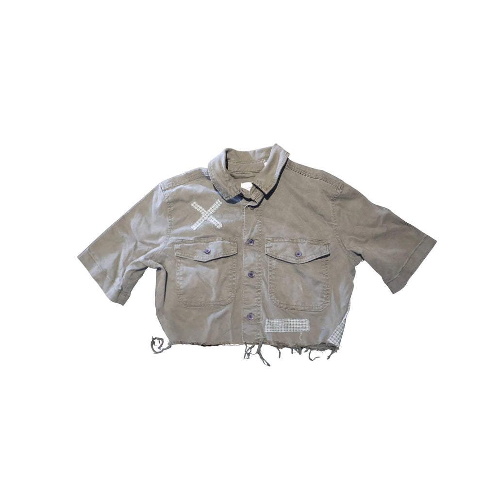 Upcycled Mushroom Matching Set Cropped Shirt + Shorts