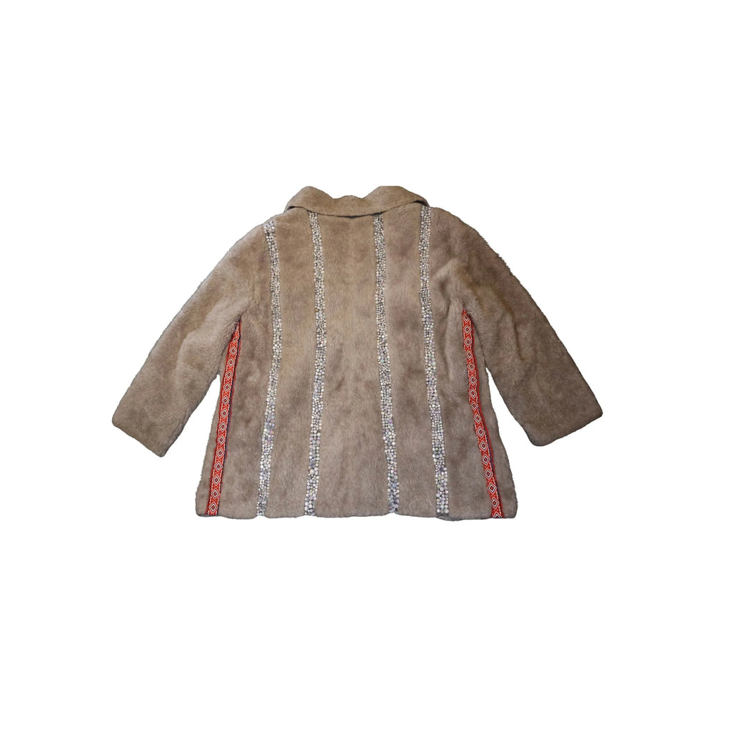Reworked Vintage Bejeweled Futuristic Glam Fur Jacket (B Grade)