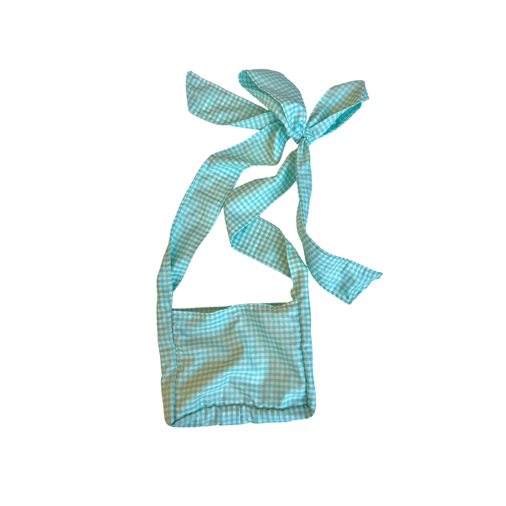 Light Blue Gingham Bow-Strap Bag