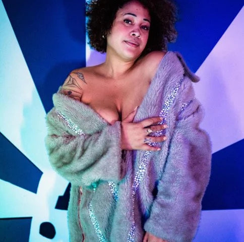 Reworked Vintage Bejeweled Futuristic Glam Fur Jacket (B Grade)