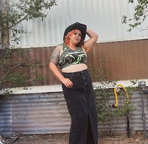 Black Denim Maxi Skirt