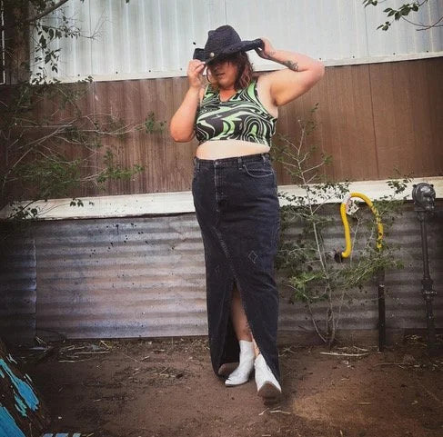 Black Denim Maxi Skirt
