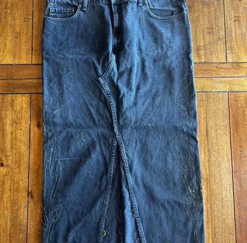 Black Denim Maxi Skirt