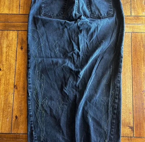 Black Denim Maxi Skirt