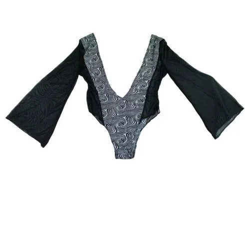 Deep-V Bell Sleeve Bodysuit