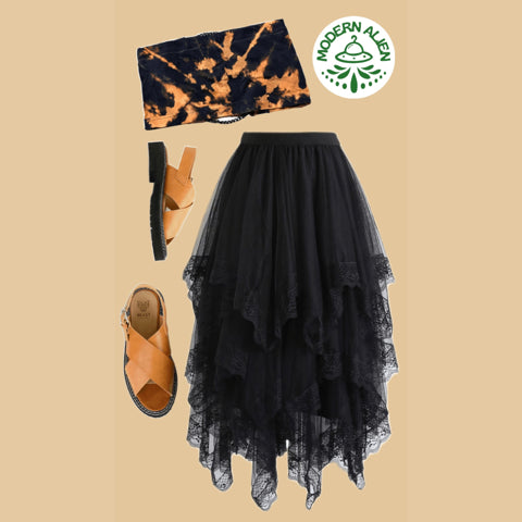 Bleach-Dyed Lace-Up Tube Top
